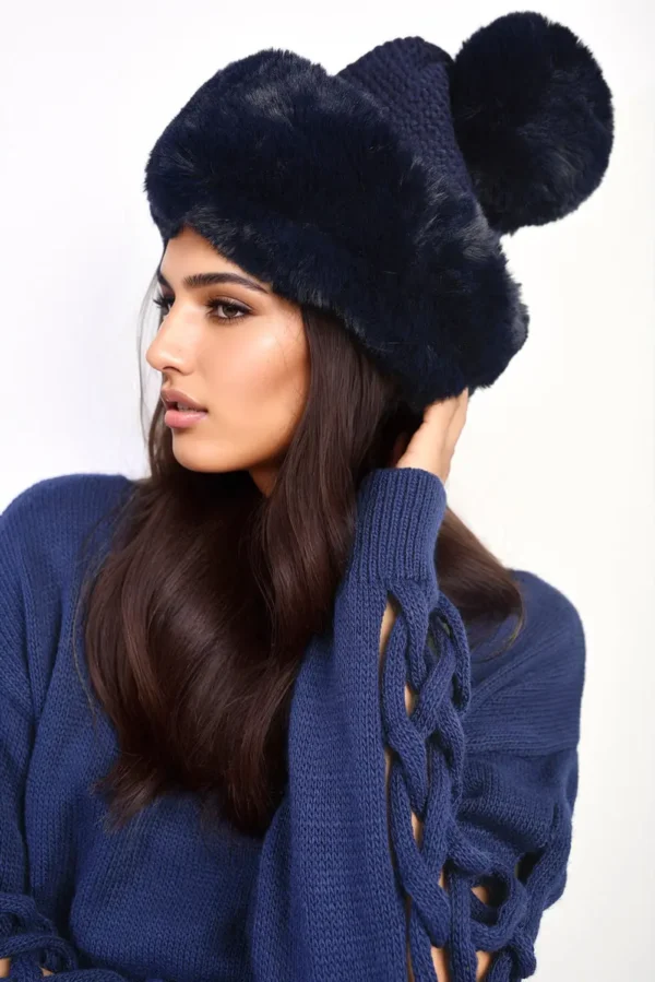 Faux Fur Knitted Winter Hat - Image 9