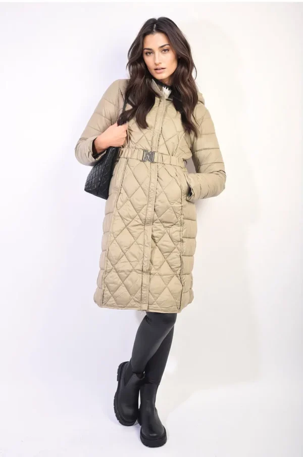 Quilted Winter Jacket with Belt - Image 11