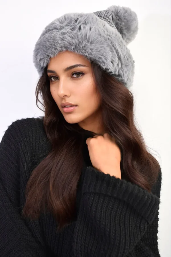 Faux Fur Knitted Winter Hat - Image 4