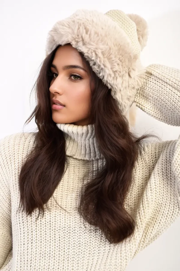 Faux Fur Knitted Winter Hat - Image 5