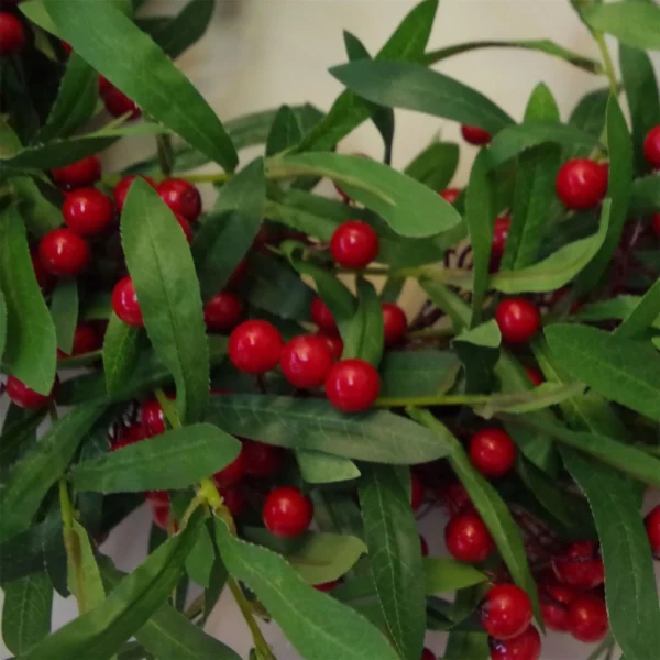 Christmas Mistletoe Leaf and Red Berry Floristry Wreath 60cm 24 inch Botanik - Image 3