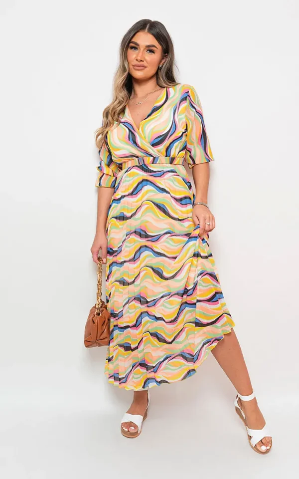 Long Sleeve Printed Maxi Dress with Belt Detail - Image 14