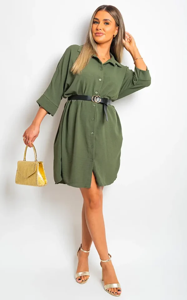 Collared Button Down Mini Dress - Image 9