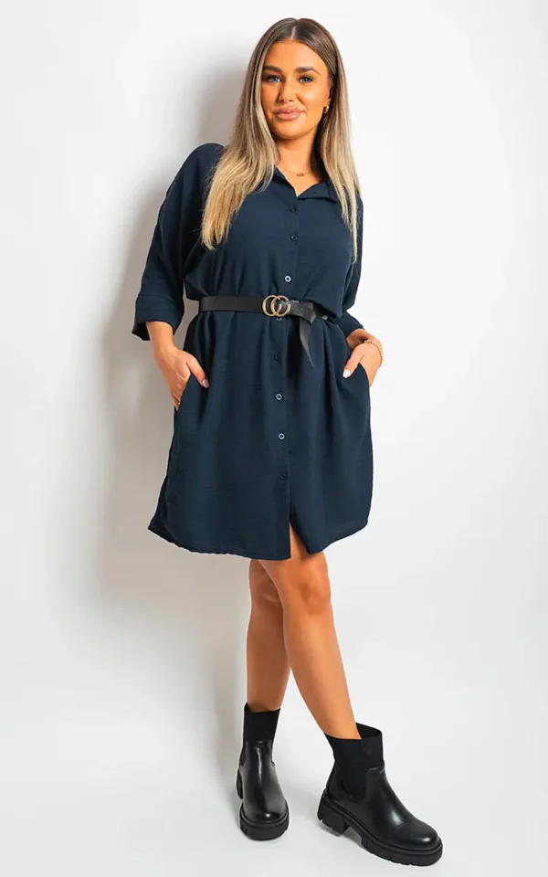 Collared Button Down Mini Dress - Image 11