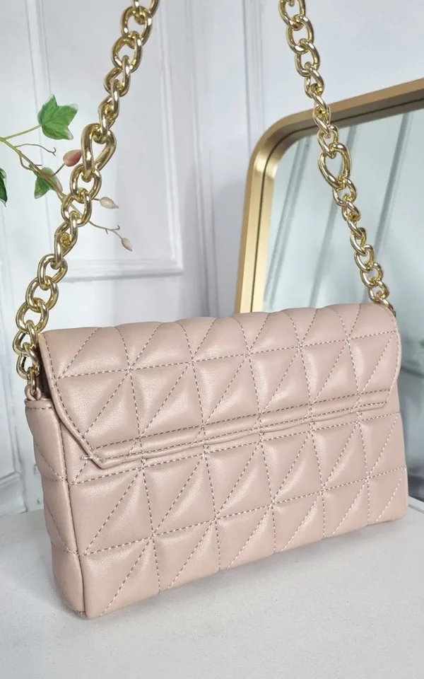 Faux Leather Padded Handbag with Chain Detail - Image 18