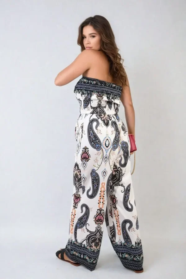 Shirred Strapless Printed Jumpsuit - Image 2