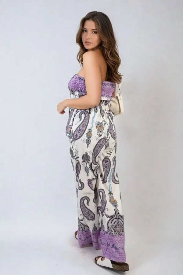 Shirred Strapless Printed Jumpsuit - Image 9