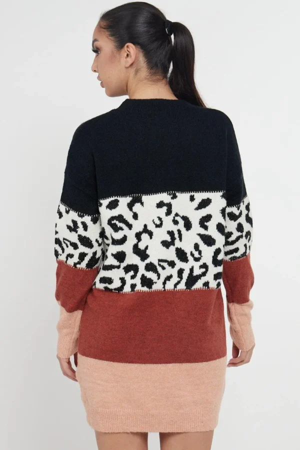 Leopard Colour Block Sweater Dress - Image 2