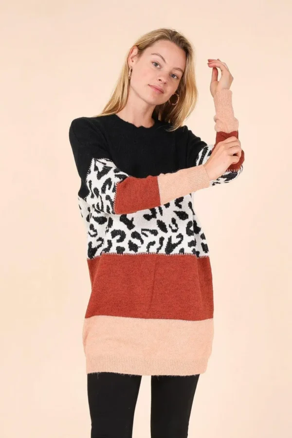 Leopard Colour Block Sweater Dress - Image 7