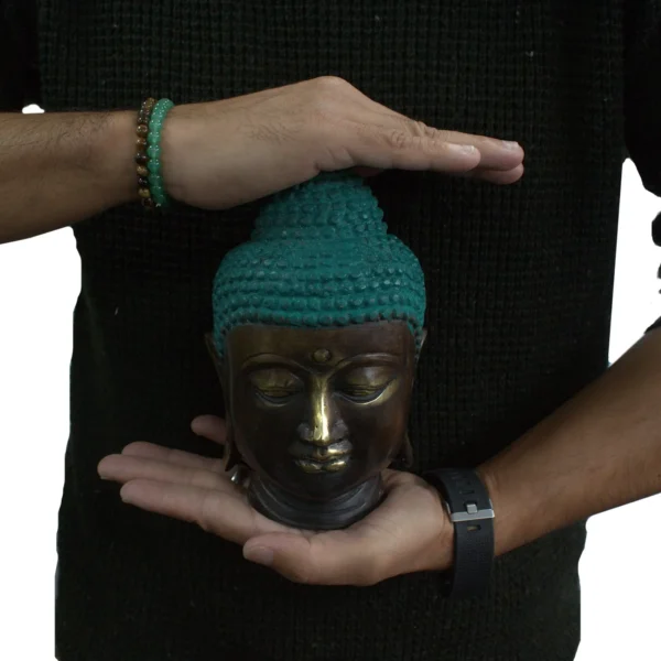 Large Classic Brass Buddha Head - Image 2