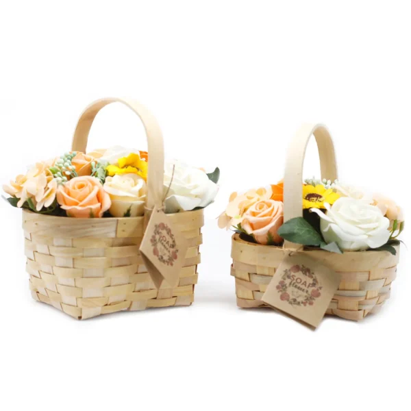 Large Orange Bouquet in Wicker Basket - Image 2