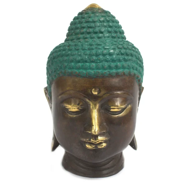 Large Classic Brass Buddha Head - Image 4