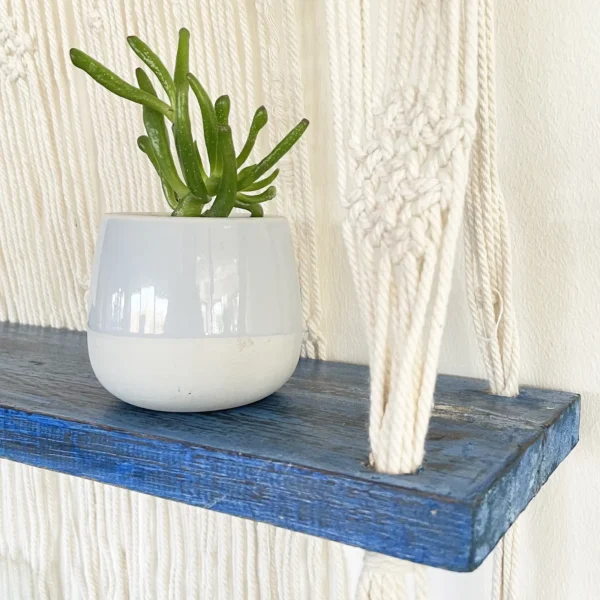 Natural Macrame Hanging Shelves - Blue - Image 9