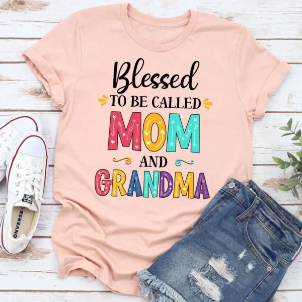 Blessed To Be Called Mom and Grandma T-Shirt - Image 19