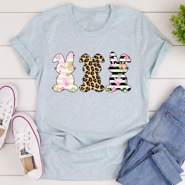 Floral Easter Bunnies T-Shirt - Image 2