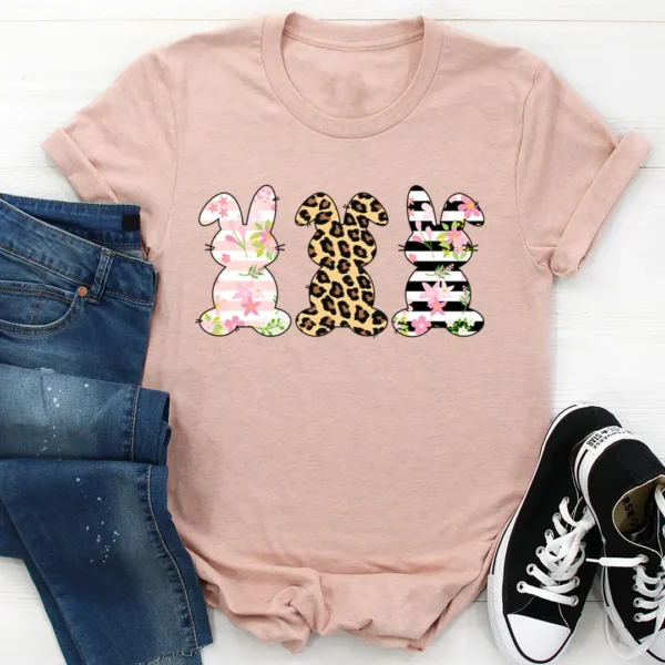 Floral Easter Bunnies T-Shirt - Image 3