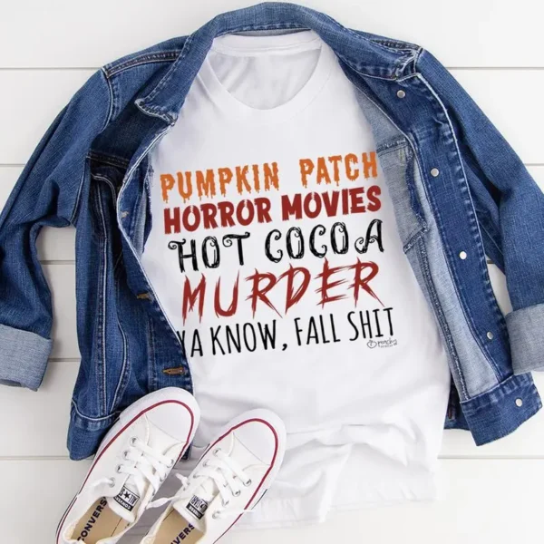 Pumpkin Patch Horror Movies Hot Cocoa T-Shirt