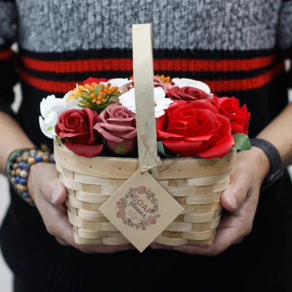 Large Orange Bouquet in Wicker Basket - Image 9