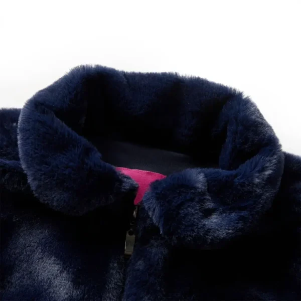 Kids' Coat Faux Fur Navy 128 - Image 3