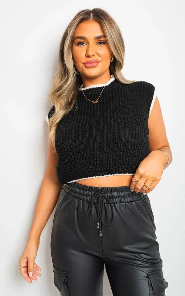 Knitted Sleeveless Crop Top