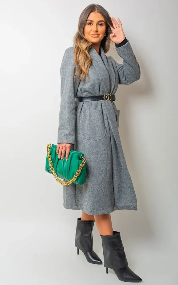 Wrap Belted Long Coat - Image 4