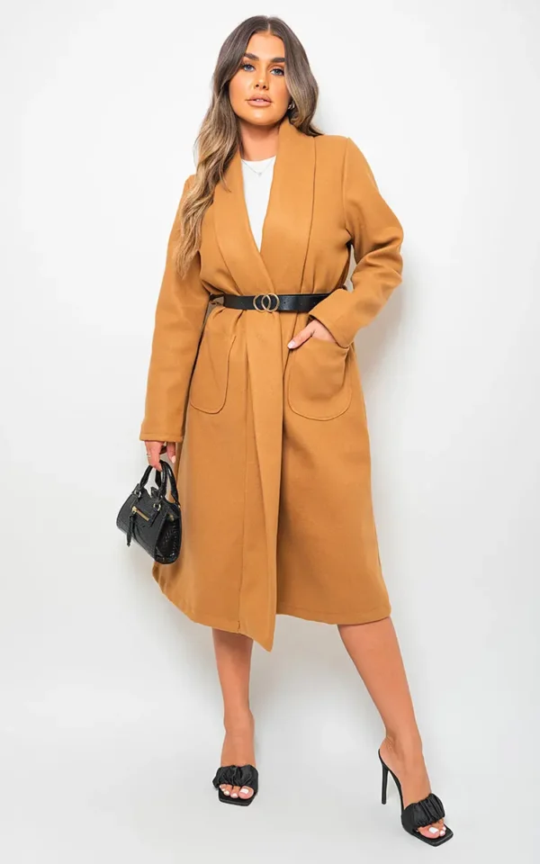 Wrap Belted Long Coat - Image 11