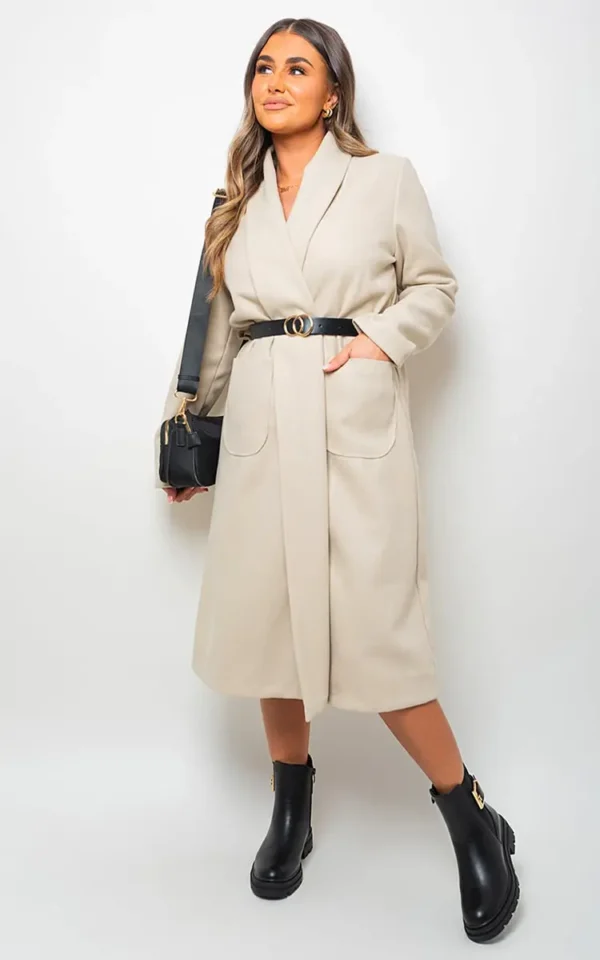 Wrap Belted Long Coat - Image 19