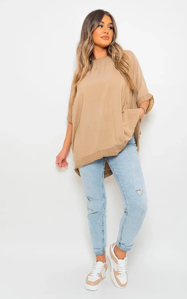 Oversized Sequin Trim Top - Image 6