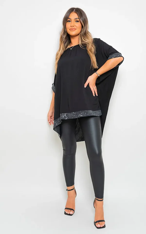 Oversized Sequin Trim Top - Image 12