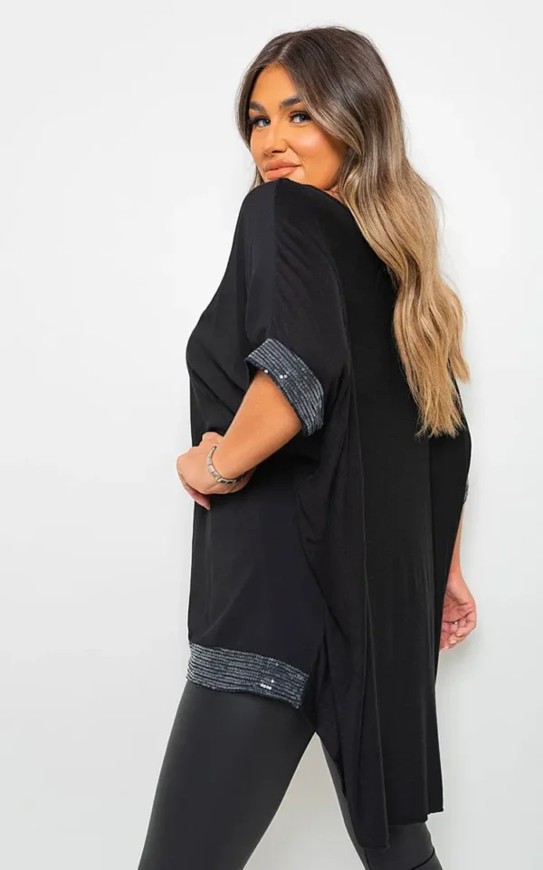 Oversized Sequin Trim Top - Image 13