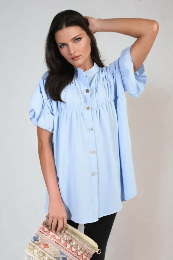 Button Down Pleated Frill Tops - Image 5