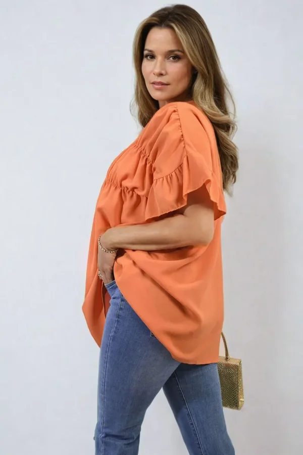 Button Down Pleated Frill Tops - Image 10