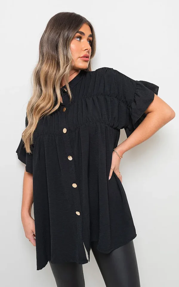 Button Down Pleated Frill Tops - Image 12