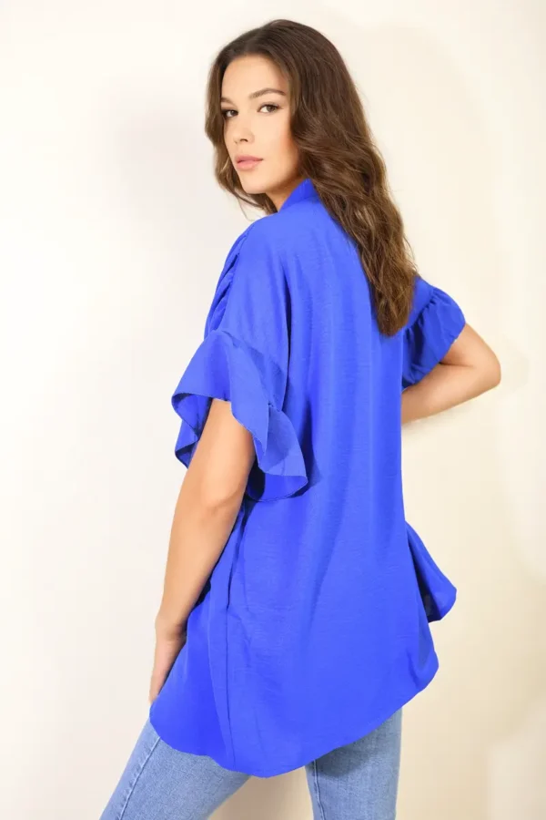 Button Down Pleated Frill Tops - Image 19