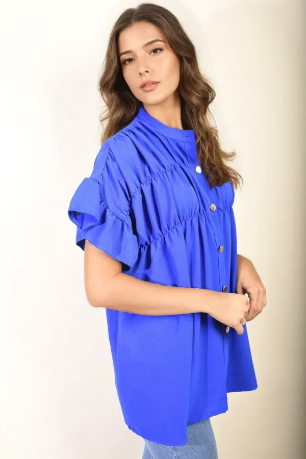 Button Down Pleated Frill Tops - Image 21