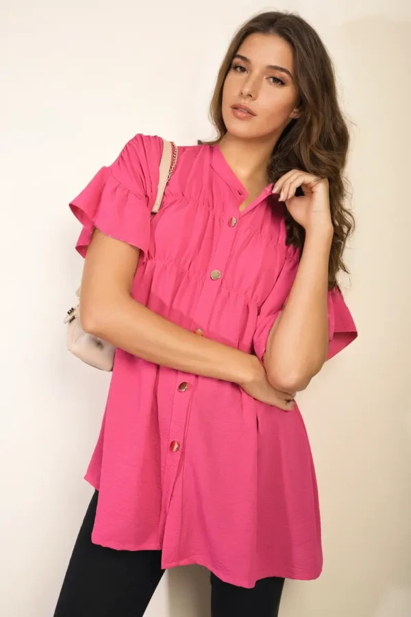 Button Down Pleated Frill Tops - Image 20