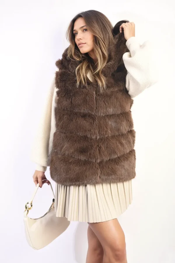 Sleeveless Faux Fur Jacket - Image 3