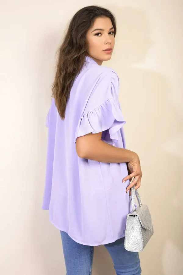 Button Down Pleated Frill Tops - Image 32