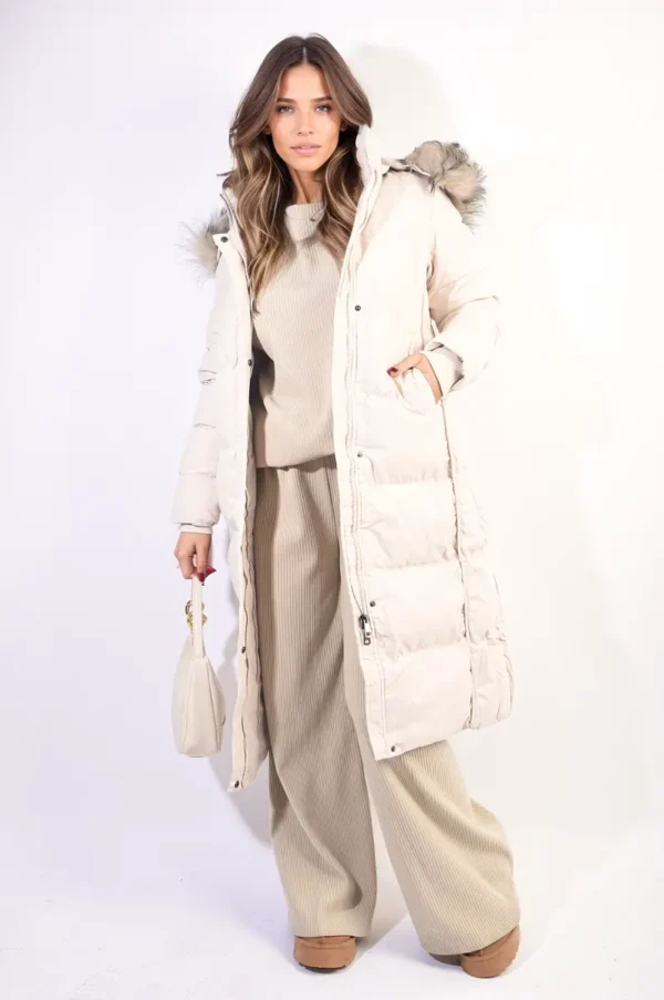 Longline Faux Fur Hooded Puffer Jacket - Image 7