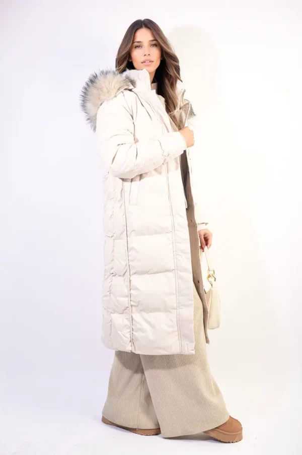 Longline Faux Fur Hooded Puffer Jacket - Image 8