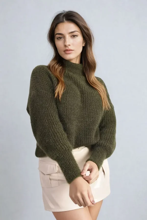 Buttons Long Sleeves Chunky Knit Top - Image 6