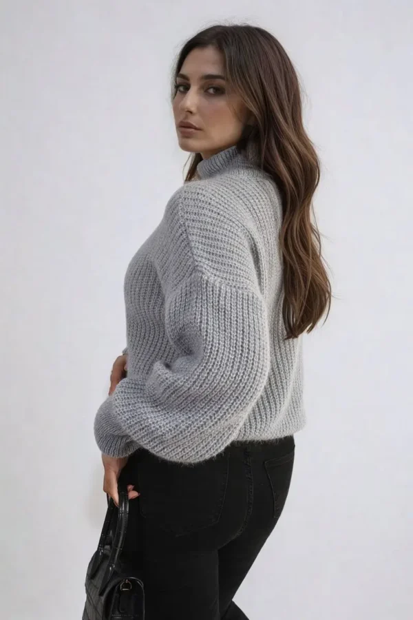 Buttons Long Sleeves Chunky Knit Top - Image 12