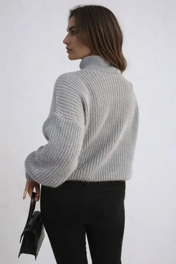 Buttons Long Sleeves Chunky Knit Top - Image 14