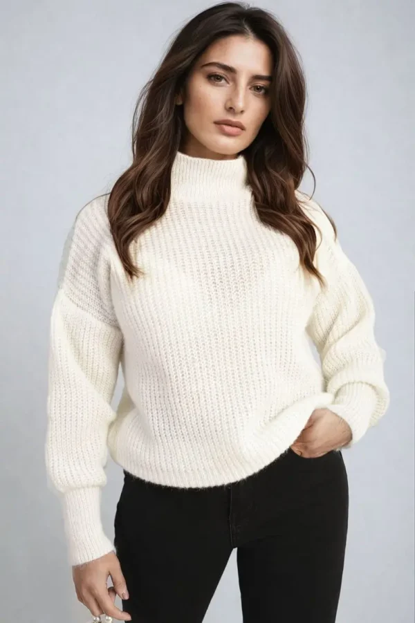 Buttons Long Sleeves Chunky Knit Top - Image 18