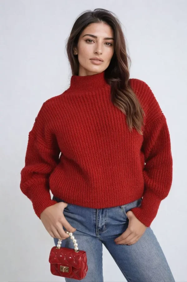 Buttons Long Sleeves Chunky Knit Top - Image 22