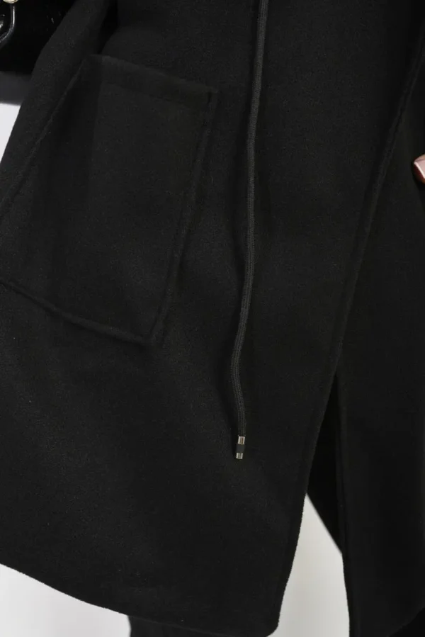 Roll Tab Sleeve Drawstring Waist Open Front Trench Coat Jacket - Image 11