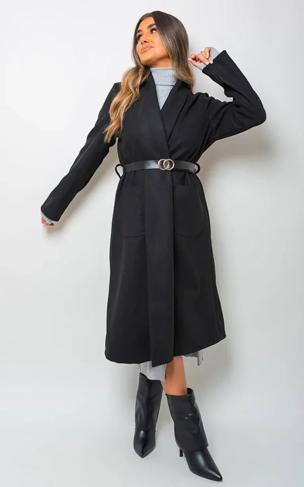 Wrap Belted Long Coat - Image 37