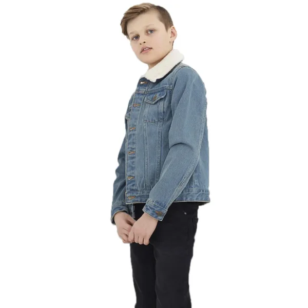 Brave Soul Larson Denim Jacket - Stylish & Versatile Boys' Denim Jacket with Detachable Cream Borg Collar - Image 2