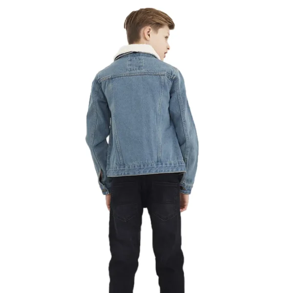 Brave Soul Larson Denim Jacket - Stylish & Versatile Boys' Denim Jacket with Detachable Cream Borg Collar - Image 3