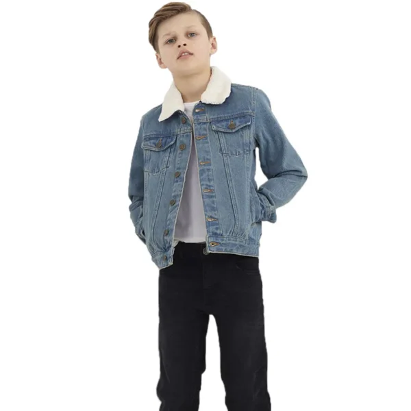 Brave Soul Larson Denim Jacket - Stylish & Versatile Boys' Denim Jacket with Detachable Cream Borg Collar - Image 6